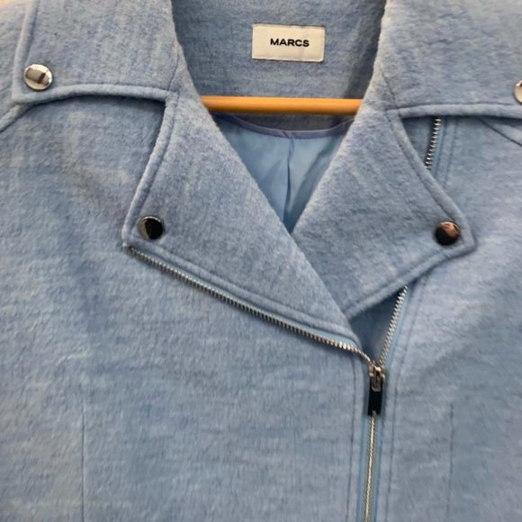 MARCS Merino Wool Blue Poppy Biker Jacket RRP$299 - Picture 5 of 11
